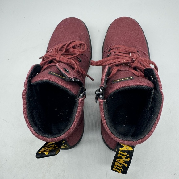 Dr. Martens Shoreditch Burgundy Red Canvas Lace Up Combat Boots Women Size 7 - Picture 5 of 7